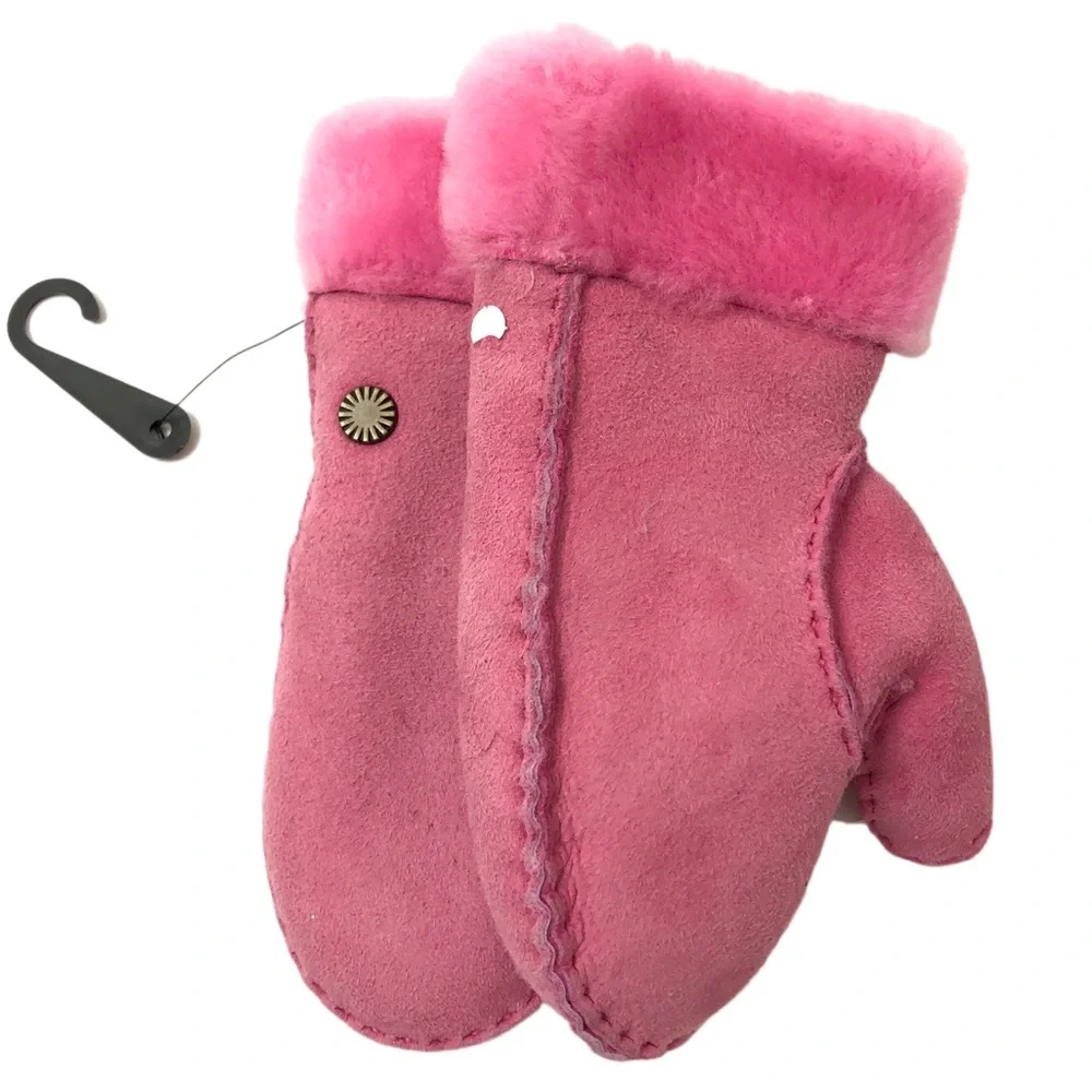Ugg Girls Bubblegum Pink Shearling Mittens 2-4 years